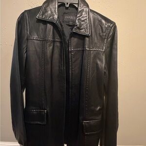 Express Classic Black Leather Coat
